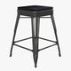 Black/Black |#| Indoor/Outdoor Backless Counter Stool with Poly Seat - Black/Black