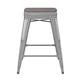Silver/Gray |#| Indoor/Outdoor Backless Counter Stool with Poly Seat - Silver/Gray