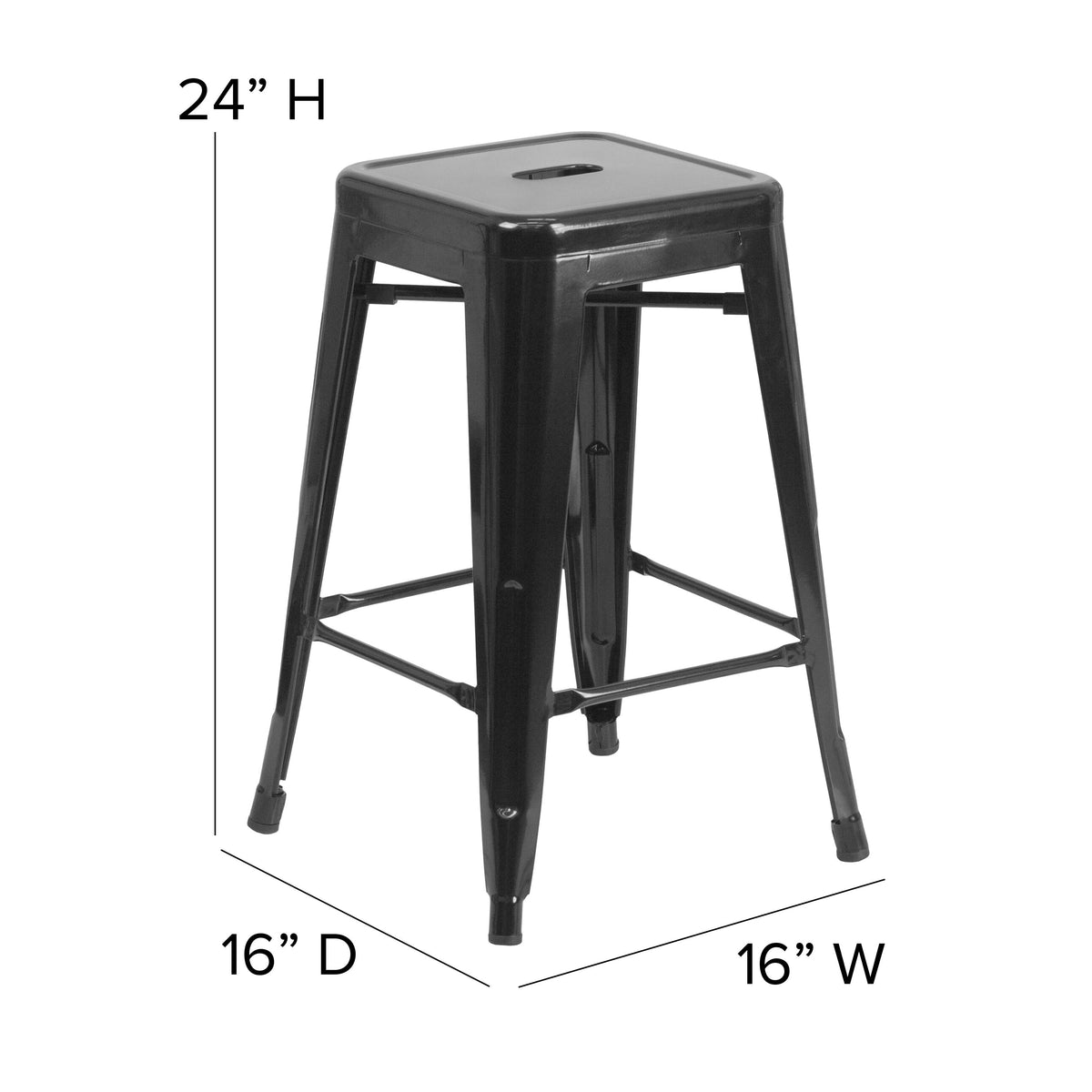 Black/Teak |#| Indoor/Outdoor Backless Counter Stool with Poly Seat - Black/Teak