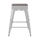 White/Gray |#| Indoor/Outdoor Backless Counter Stool with Poly Seat - White/Gray