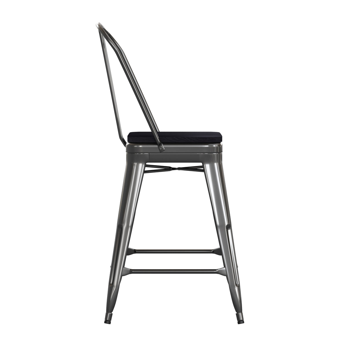 Black/Black |#| All-Weather Commercial Counter Stool with Removable Back/Poly Seat-Black/Black