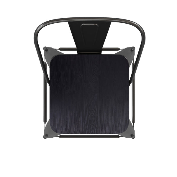 Black/Black |#| All-Weather Commercial Counter Stool with Removable Back/Poly Seat-Black/Black