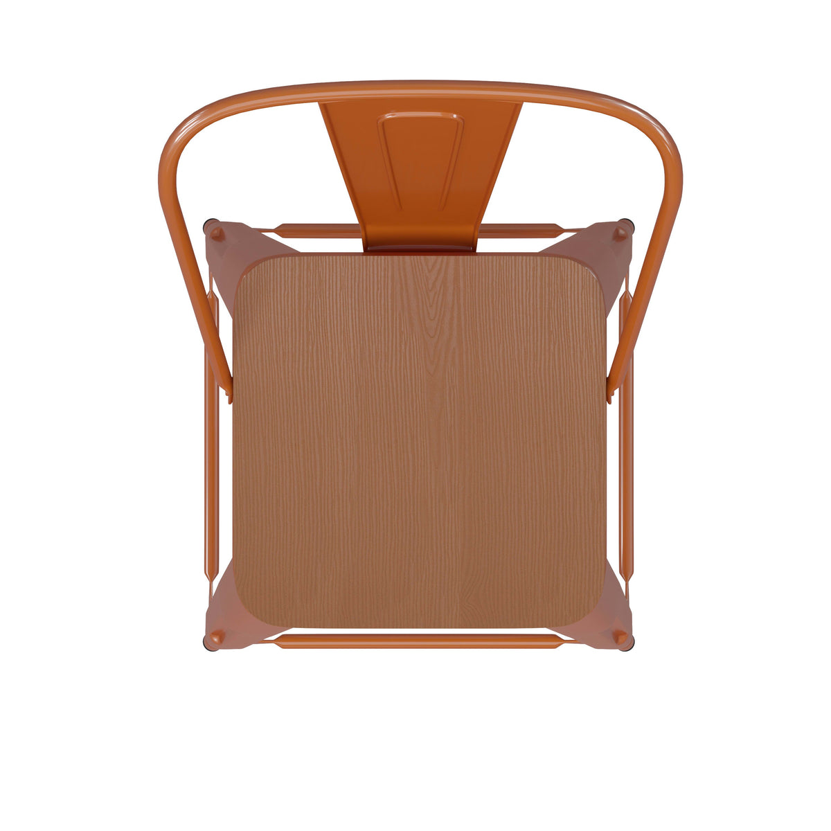 Orange/Teak |#| All-Weather Commercial Counter Stool with Removable Back/Poly Seat-Orange/Teak