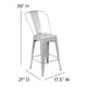 Silver/Gray |#| All-Weather Commercial Counter Stool with Removable Back/Poly Seat-Silver/Gray