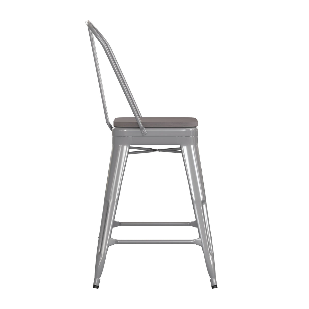 Silver/Gray |#| All-Weather Commercial Counter Stool with Removable Back/Poly Seat-Silver/Gray