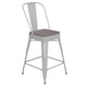 White/Gray |#| All-Weather Commercial Counter Stool with Removable Back/Poly Seat-White/Gray