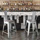 White/Gray |#| All-Weather Commercial Counter Stool with Removable Back/Poly Seat-White/Gray