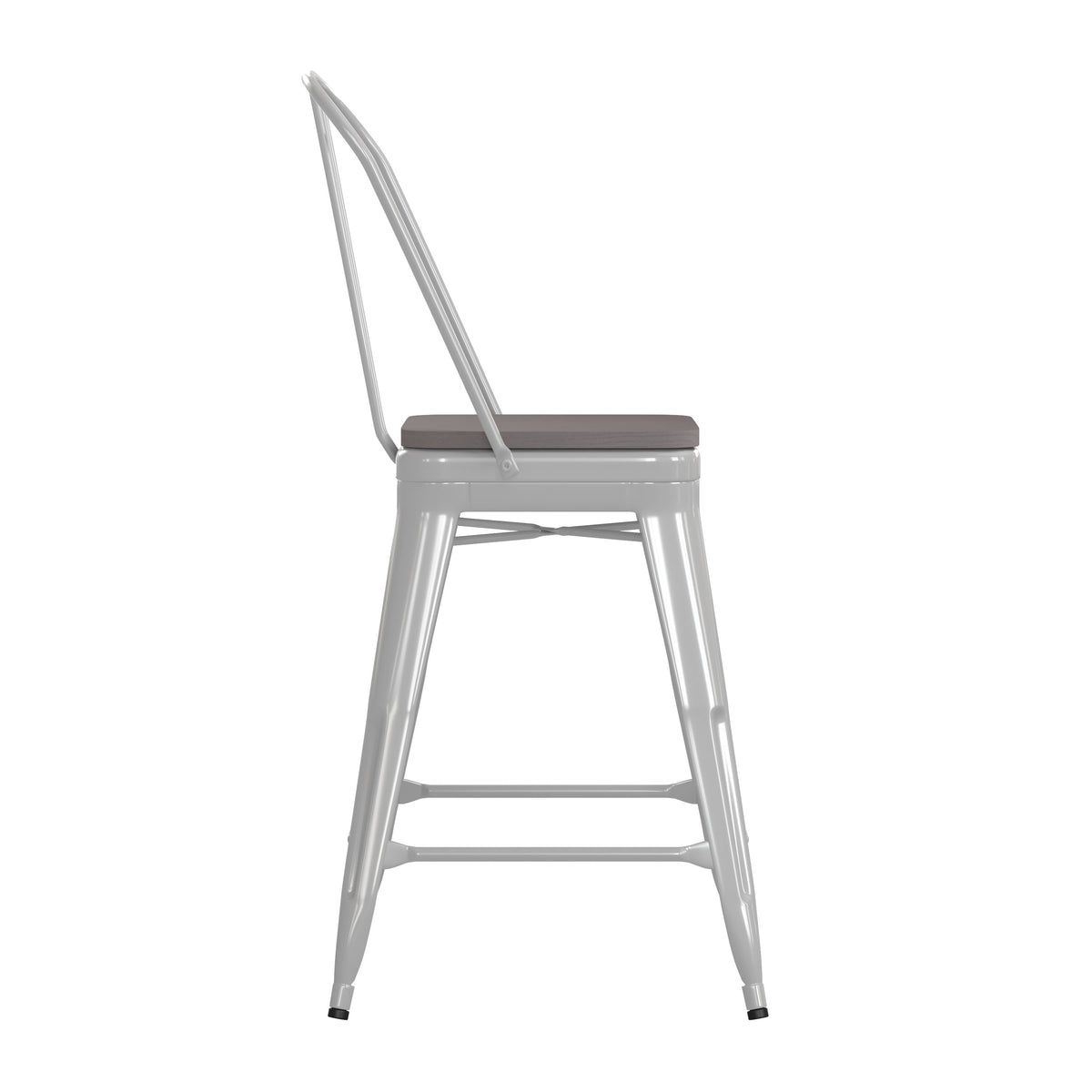 White/Gray |#| All-Weather Commercial Counter Stool with Removable Back/Poly Seat-White/Gray