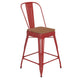 Red/Teak |#| All-Weather Commercial Counter Stool with Removable Back/Poly Seat-Red/Teak