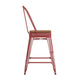 Red/Teak |#| All-Weather Commercial Counter Stool with Removable Back/Poly Seat-Red/Teak