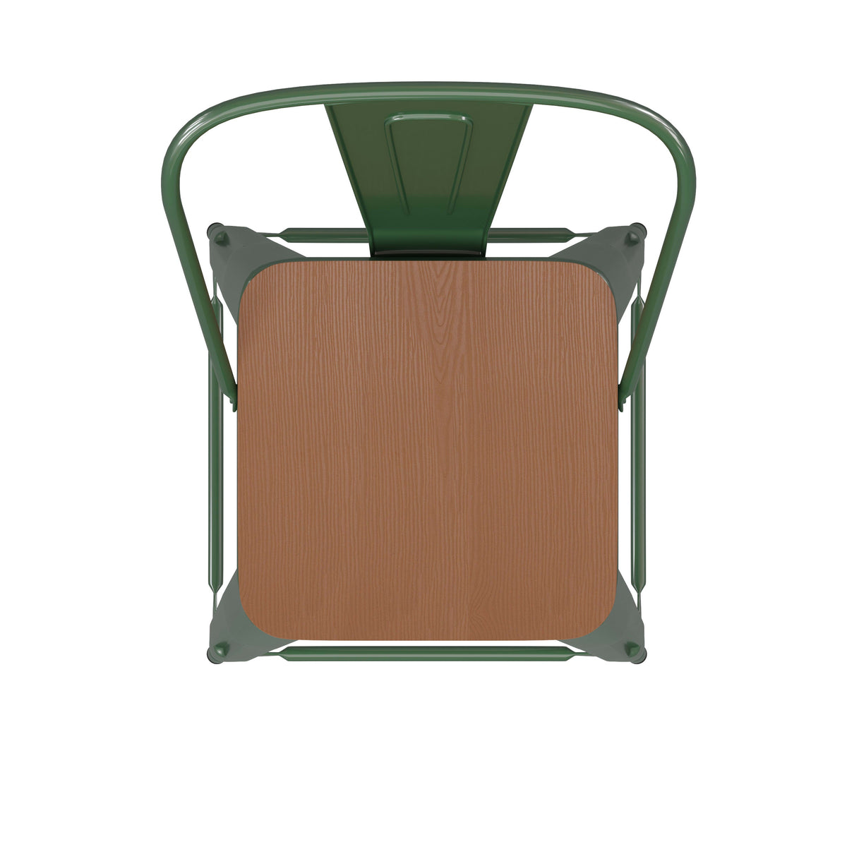 Green/Teak |#| All-Weather Commercial Counter Stool with Removable Back/Poly Seat-Green/Teak