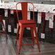 Red/Red |#| All-Weather Commercial Counter Stool with Removable Back/Poly Seat-Red/Red