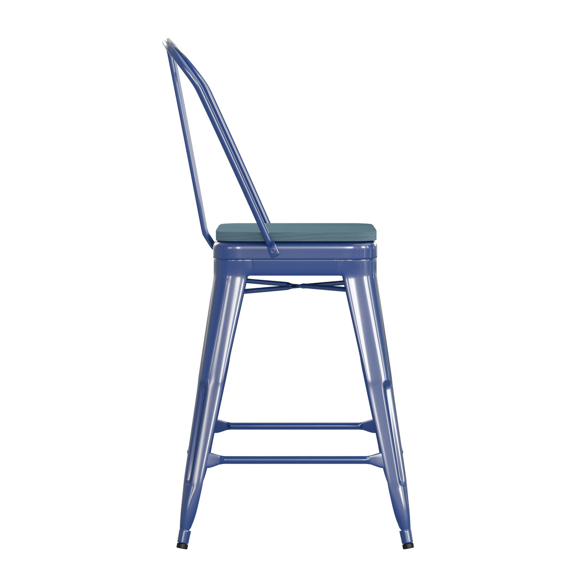 Blue/Teal-Blue |#| All-Weather Commercial Counter Stool with Removable Back/Poly Seat-Blue/Teal