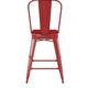 Red/Red |#| All-Weather Commercial Counter Stool with Removable Back/Poly Seat-Red/Red