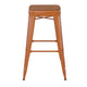 Orange/Teak |#| Indoor/Outdoor Backless Bar Stool with Poly Seat - Orange/Teak