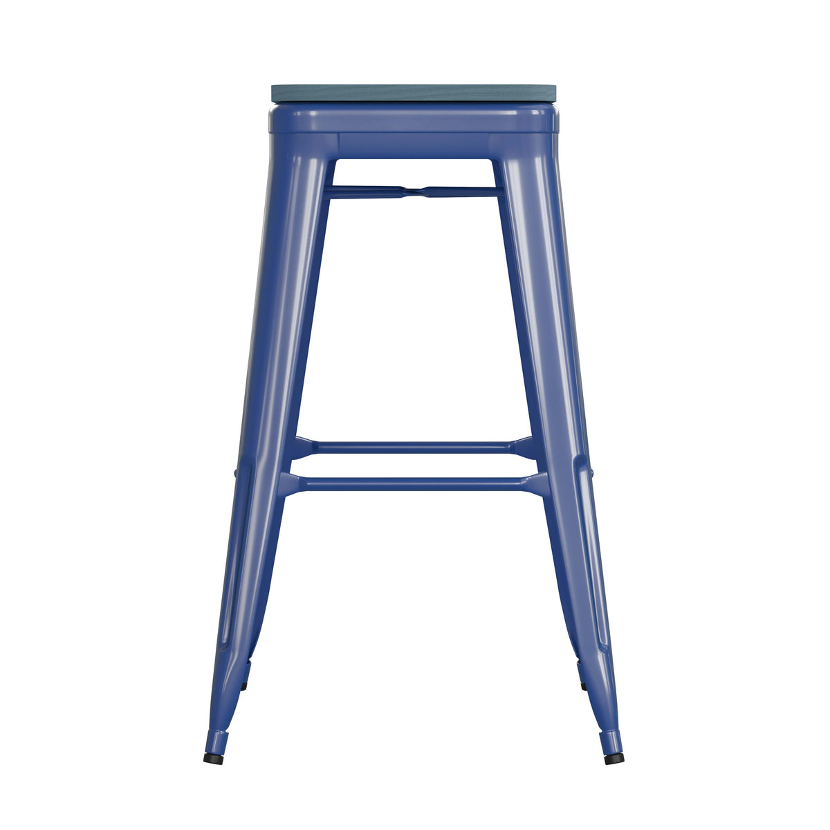 Blue/Teal-Blue |#| Indoor/Outdoor Backless Bar Stool with Poly Seat - Blue/Teal-Blue