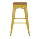 Yellow/Teak |#| Indoor/Outdoor Backless Bar Stool with Poly Seat - Yellow/Teak