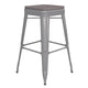 Silver/Gray |#| Indoor/Outdoor Backless Bar Stool with Poly Seat - Silver/Gray