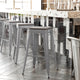 Silver/Gray |#| Indoor/Outdoor Backless Bar Stool with Poly Seat - Silver/Gray