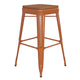 Orange/Teak |#| Indoor/Outdoor Backless Bar Stool with Poly Seat - Orange/Teak