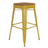 Kai Commercial Grade 30" High Backless Metal Indoor-Outdoor Bar Height Stool with Poly Resin Wood Seat