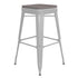 Kai Commercial Grade 30" High Backless Metal Indoor-Outdoor Bar Height Stool with Poly Resin Wood Seat