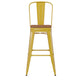 Yellow/Teak |#| All-Weather Commercial Bar Stool with Removable Back/Poly Seat-Yellow/Teak