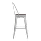 White/Gray |#| All-Weather Commercial Bar Stool with Removable Back/Poly Seat-White/Gray