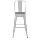 White/Gray |#| All-Weather Commercial Bar Stool with Removable Back/Poly Seat-White/Gray
