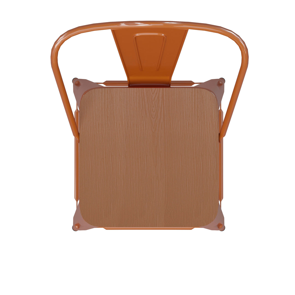 Orange/Teak |#| All-Weather Commercial Bar Stool with Removable Back/Poly Seat-Orange/Teak