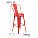 Red/Red |#| All-Weather Commercial Bar Stool with Removable Back/Poly Seat-Red/Red