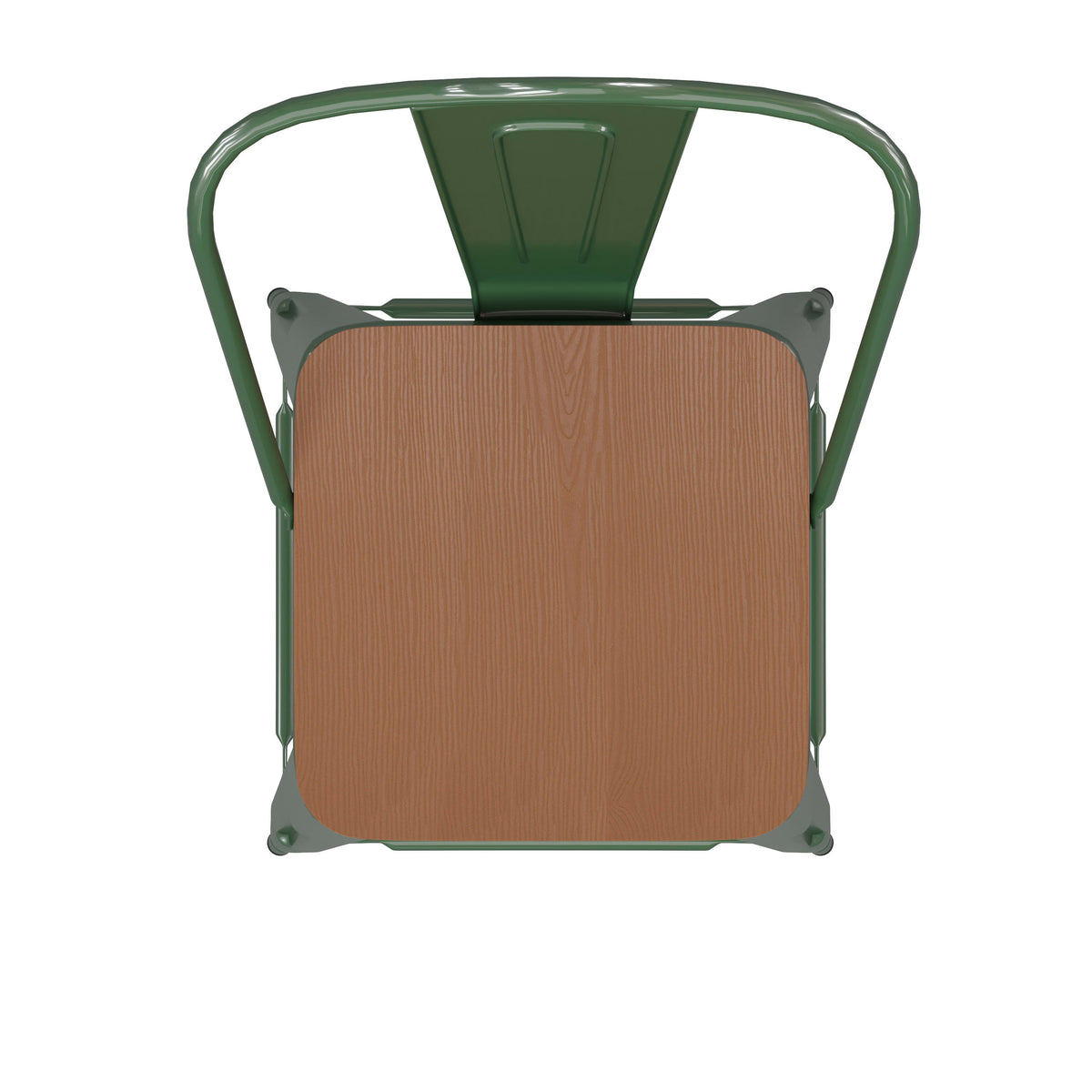 Green/Teak |#| All-Weather Commercial Bar Stool with Removable Back/Poly Seat-Green/Teak