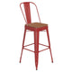 Red/Teak |#| All-Weather Commercial Bar Stool with Removable Back/Poly Seat-Red/Teak