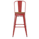 Red/Teak |#| All-Weather Commercial Bar Stool with Removable Back/Poly Seat-Red/Teak