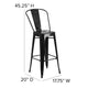 Black/Black |#| All-Weather Commercial Bar Stool with Removable Back/Poly Seat-Black/Black