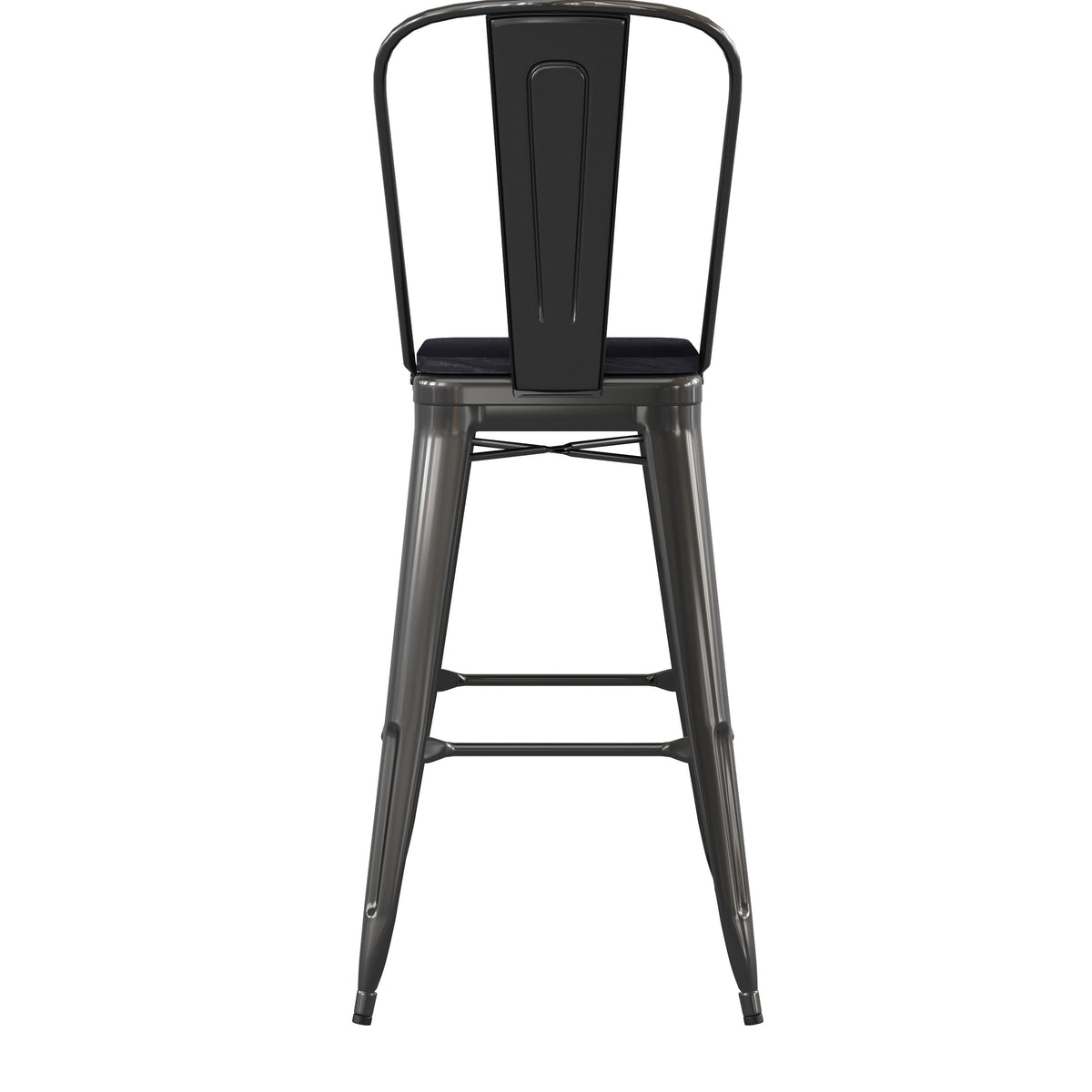 Black/Black |#| All-Weather Commercial Bar Stool with Removable Back/Poly Seat-Black/Black