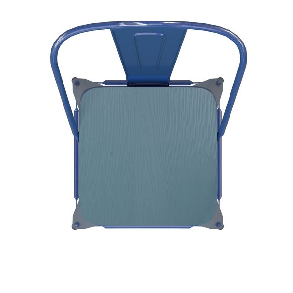 Blue/Teal-Blue |#| All-Weather Commercial Bar Stool with Removable Back/Poly Seat-Blue/Teal