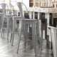 Silver/Gray |#| All-Weather Commercial Bar Stool with Removable Back/Poly Seat-Silver/Gray