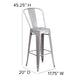 Silver/Gray |#| All-Weather Commercial Bar Stool with Removable Back/Poly Seat-Silver/Gray