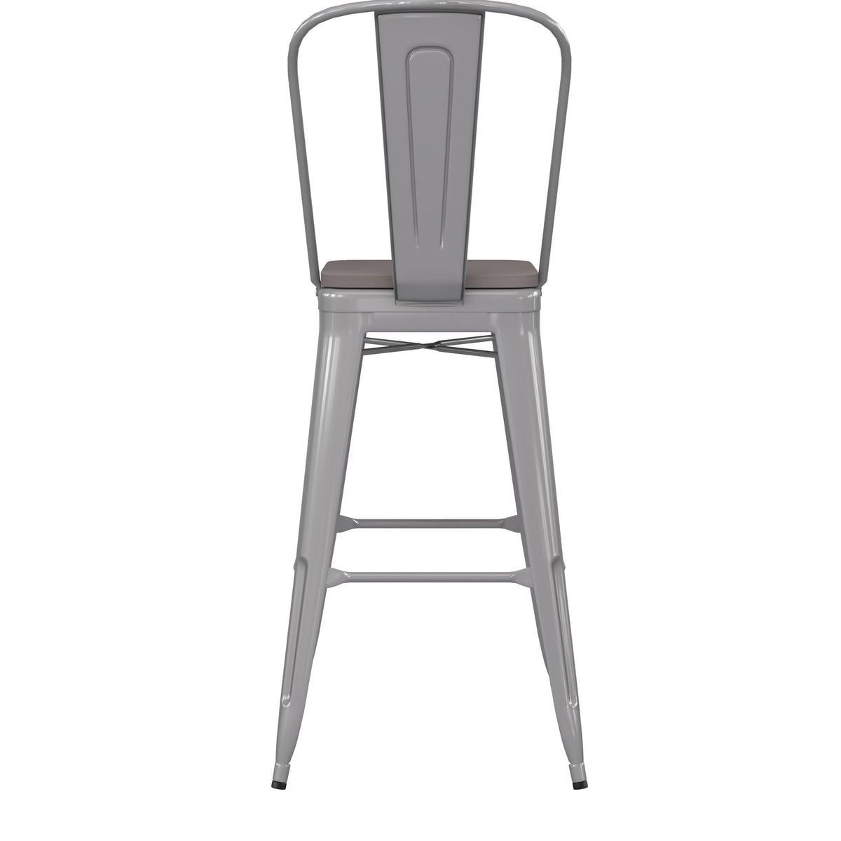 Silver/Gray |#| All-Weather Commercial Bar Stool with Removable Back/Poly Seat-Silver/Gray