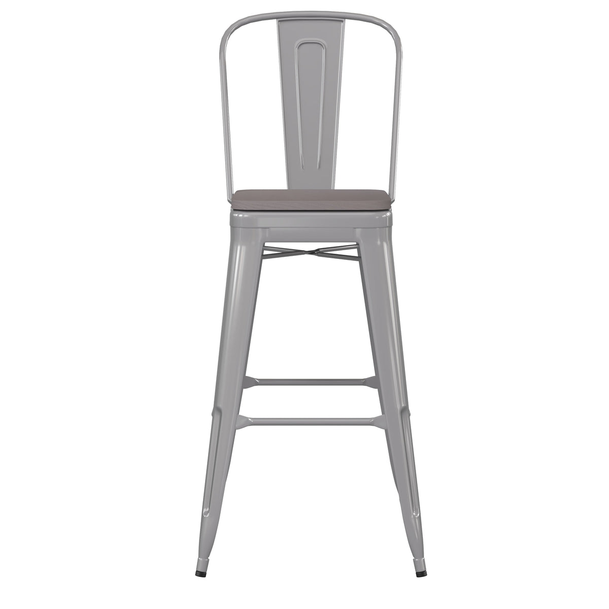 Silver/Gray |#| All-Weather Commercial Bar Stool with Removable Back/Poly Seat-Silver/Gray