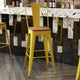 Yellow/Teak |#| All-Weather Commercial Bar Stool with Removable Back/Poly Seat-Yellow/Teak