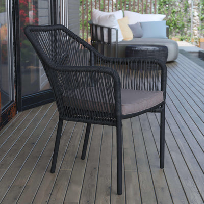 Kallie Aluminum Framed Stackable All-Weather Woven Club Chair with Rounded Arms & Zippered Seat Cushions - View 2