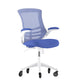 Blue Mesh/White Frame |#| Ergonomic Swivel Task Chair with Roller Wheels & Flip Up Arms - Blue Mesh