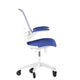 Blue Mesh/White Frame |#| Ergonomic Swivel Task Chair with Roller Wheels & Flip Up Arms - Blue Mesh