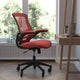 Red Mesh/Black Frame |#| Ergonomic Swivel Task Chair with Roller Wheels & Flip Up Arms - Red Mesh