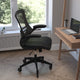 Black Mesh & LeatherSoft/Black Frame |#| Ergonomic Swivel Task Chair with Roller Wheels & Flip Up Arms-Black LeatherSoft