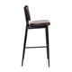 Brown |#| Set of 2 Brown LeatherSoft Barstools with Black Iron Frame-Integrated Footrest