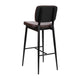 Brown |#| Set of 2 Brown LeatherSoft Barstools with Black Iron Frame-Integrated Footrest