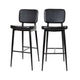 Black |#| Set of 2 Black LeatherSoft Barstools with Black Iron Frame-Integrated Footrest